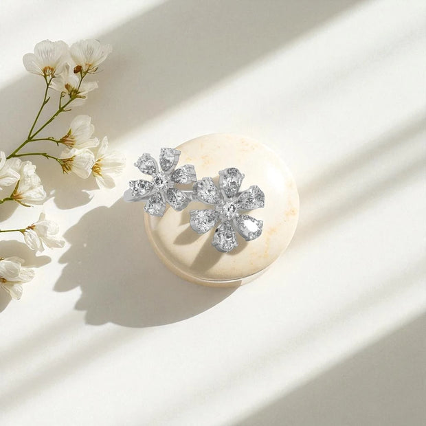 Whispering flower Moissanite Open Ring RG-MD-SL-100/11