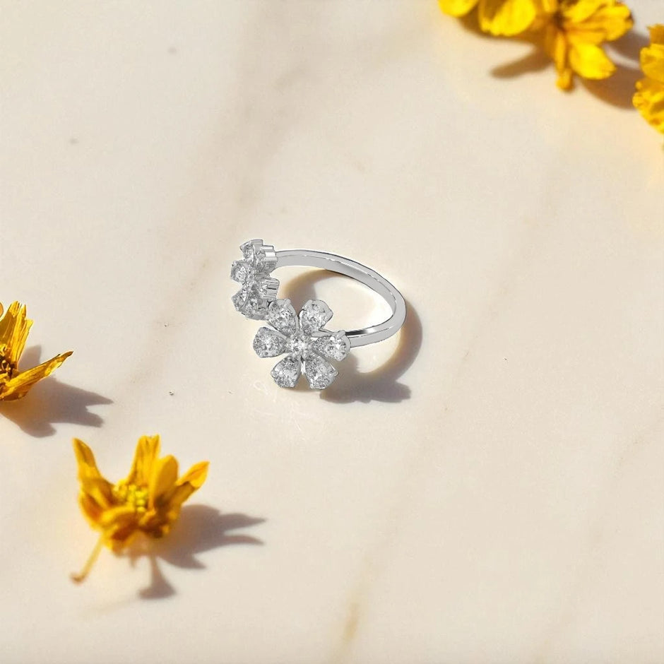 Whispering flower Moissanite Open Ring RG-MD-SL-100/11