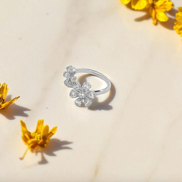Whispering flower Moissanite Open Ring RG-MD-SL-100/11