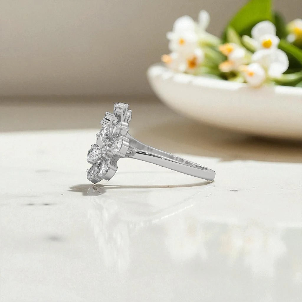Whispering flower Moissanite Open Ring RG-MD-SL-100/11