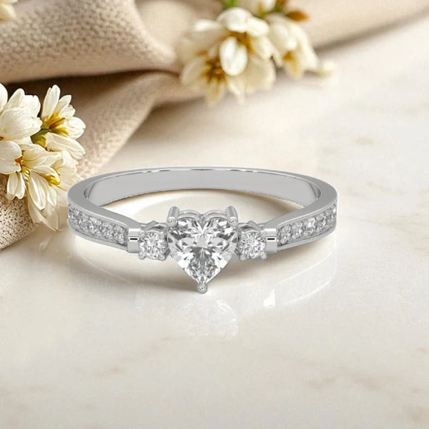 Dainty Heart 925 Sterling Silver Moissanite Diamond Ring RG-MD-SL-100/12