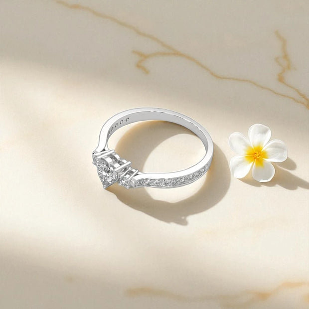 Dainty Heart 925 Sterling Silver Moissanite Diamond Ring RG-MD-SL-100/12