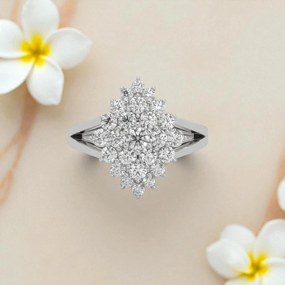 Frozen Blossom Moissanite Cluster Ring