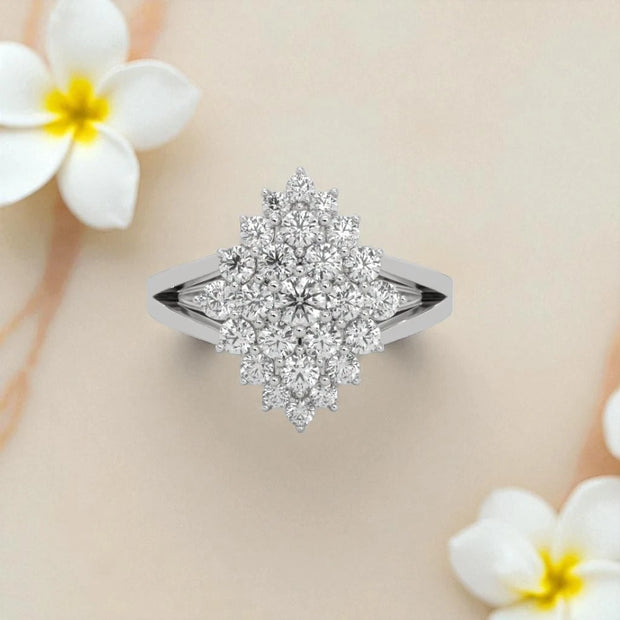 Frozen Blossom Moissanite Cluster Ring