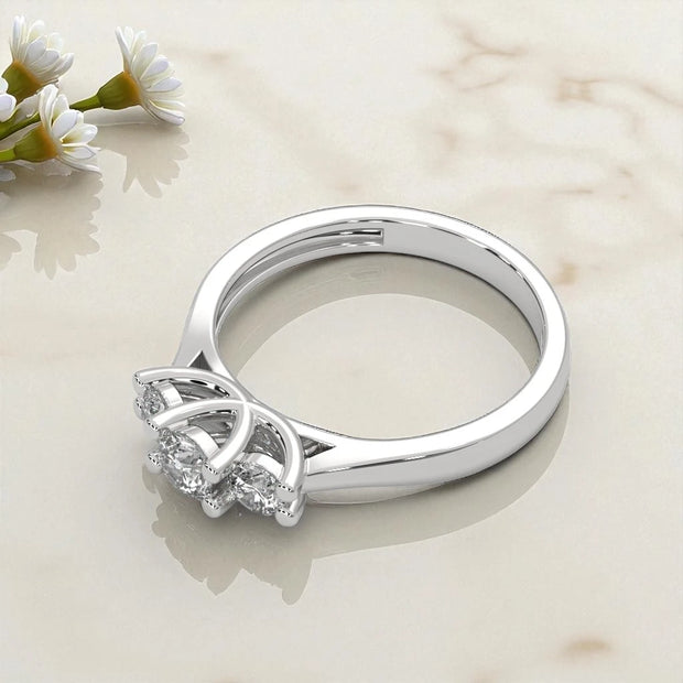 Trinity Bloom Moissanite Ring