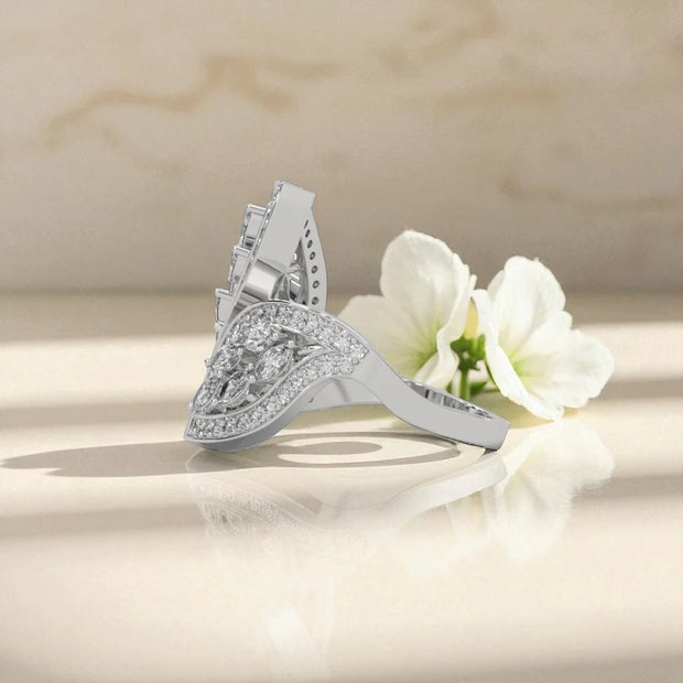 Whispering Leaves Moissanite Open Ring