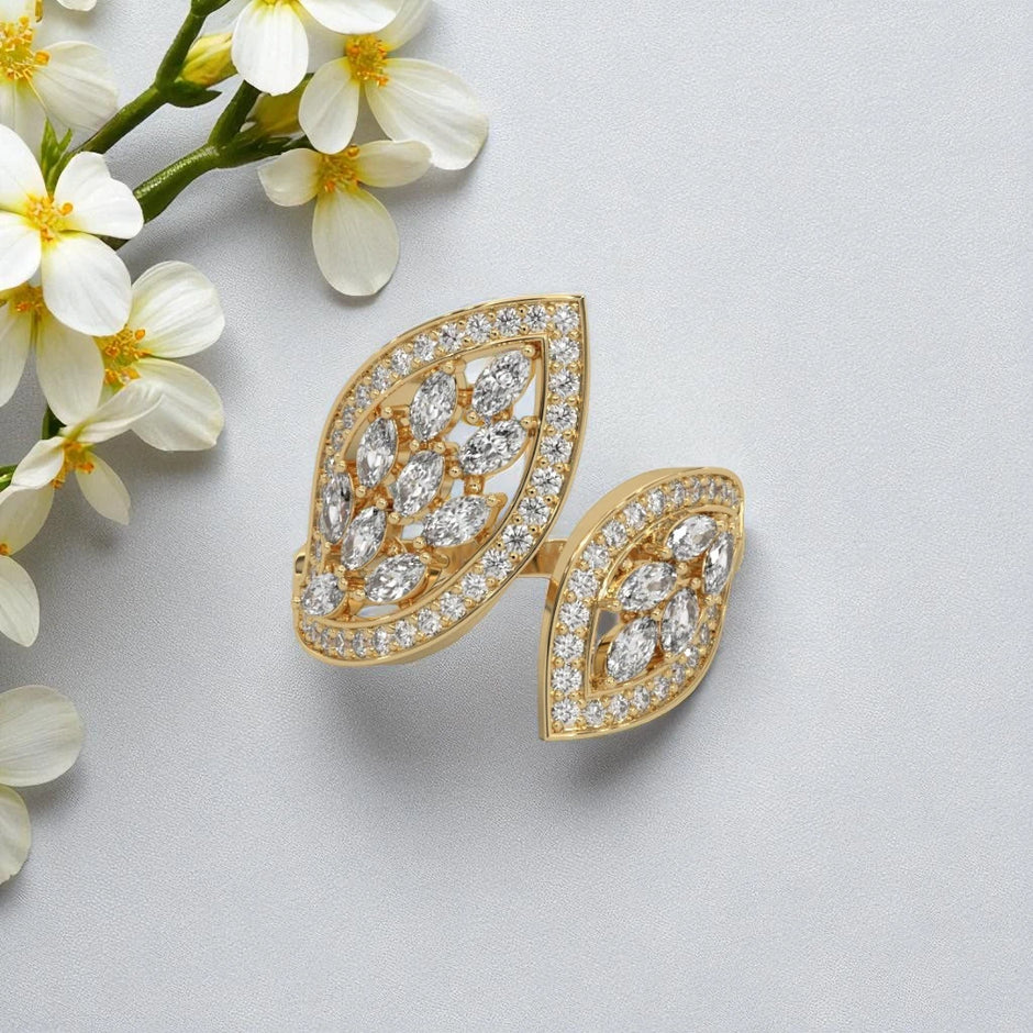 Whispering Leaves Moissanite Open Ring