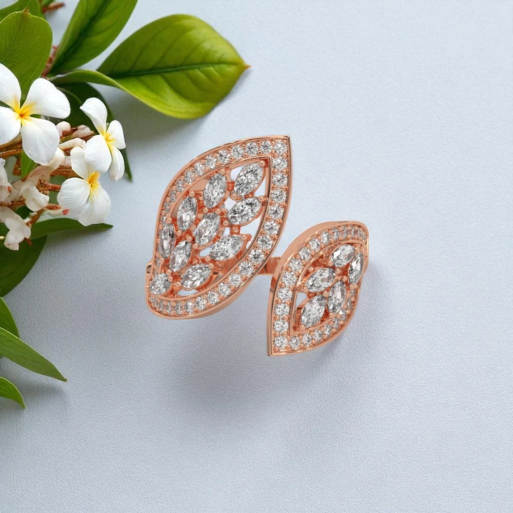 Whispering Leaves Moissanite Open Ring
