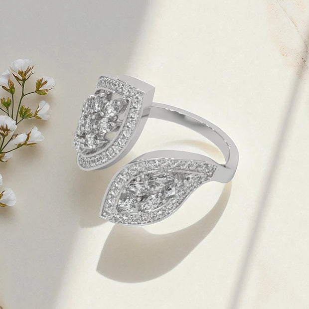 Whispering Leaves Moissanite Open Ring