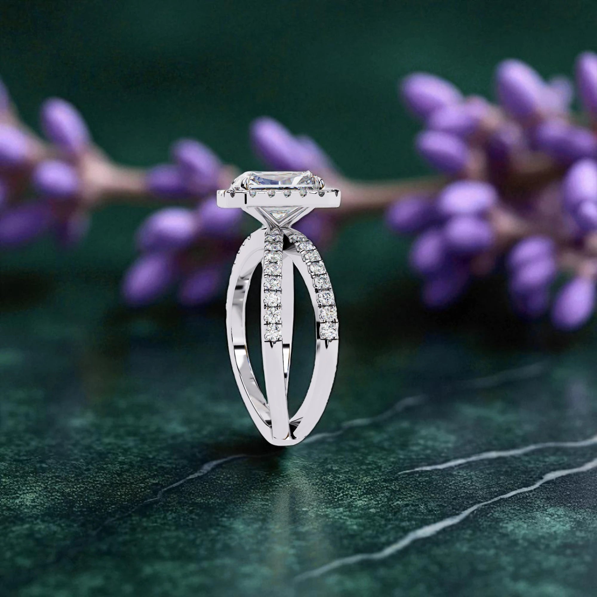 Moissanite Solitaire Halo Ring RG-MD-SL-200/96