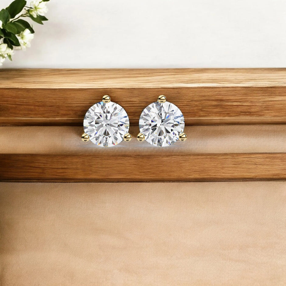 Round Cut Solitaire  Moissanite Diamond 925 Sterling Silver stud Earrings