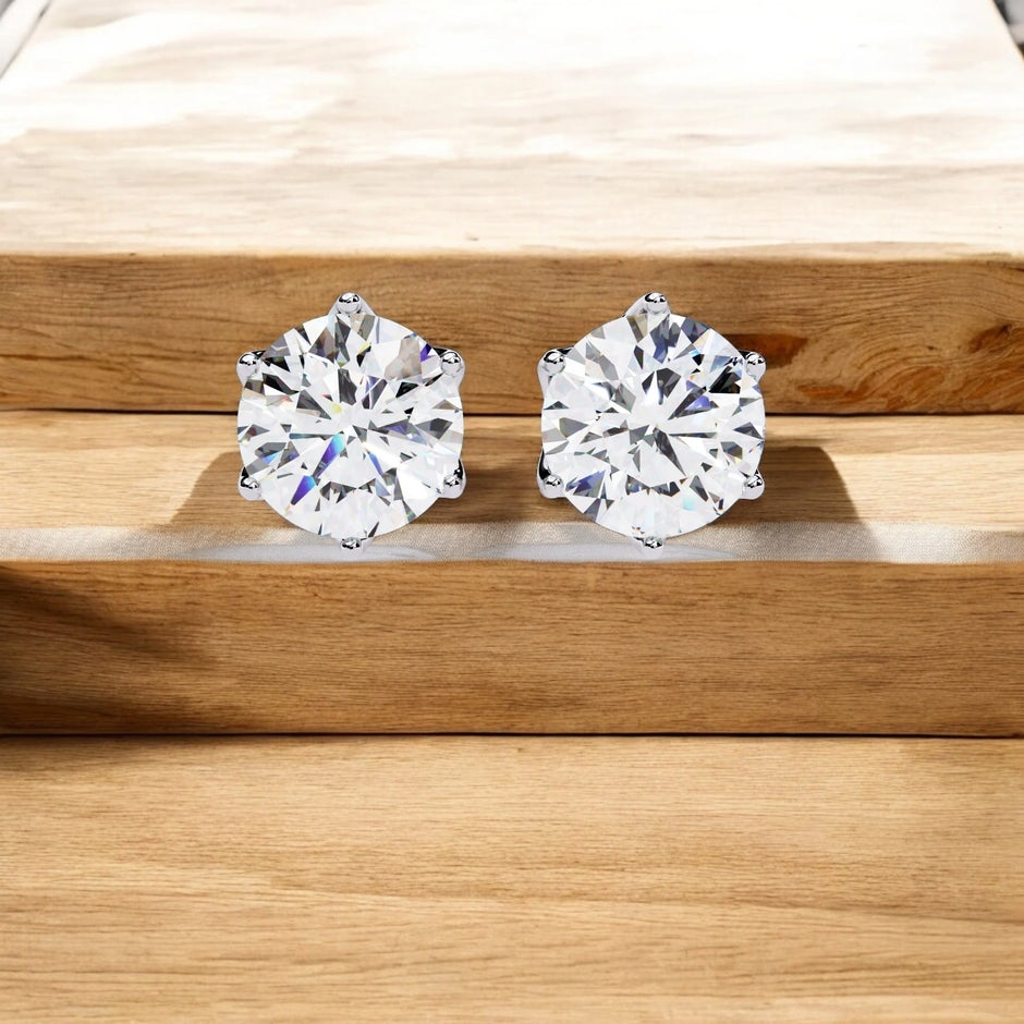 Solitaire Moissanite Diamond 925 Sterling Silver Stud Earrings