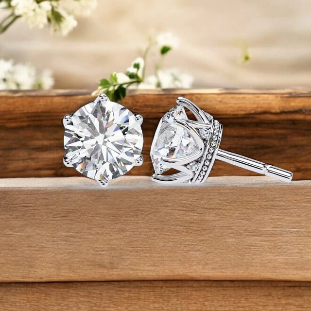 Solitaire Moissanite Diamond 925 Sterling Silver Stud Earrings