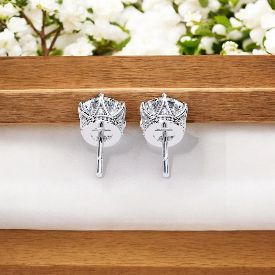 Solitaire Moissanite Diamond 925 Sterling Silver Stud Earrings