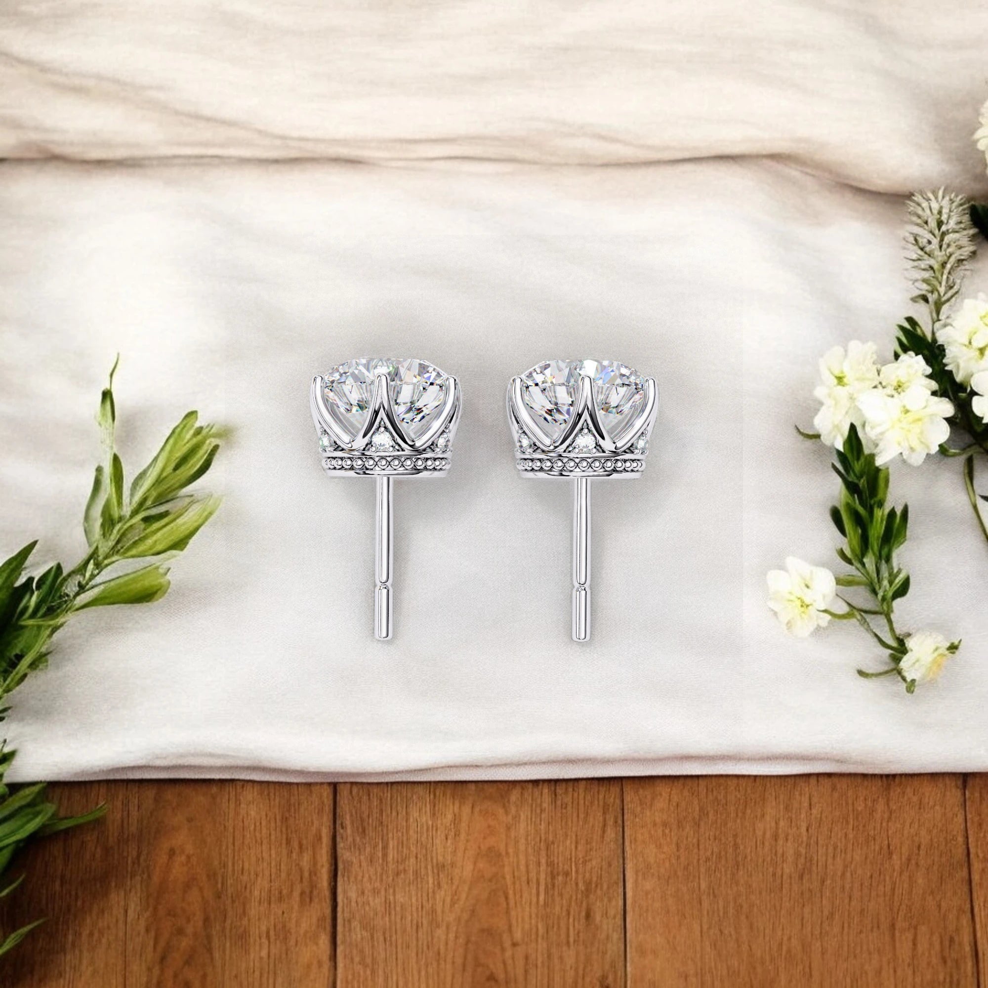Solitaire Moissanite Diamond 925 Sterling Silver Stud Earrings