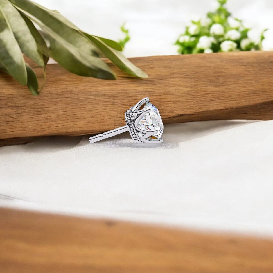 Solitaire Moissanite Diamond 925 Sterling Silver Stud Earrings