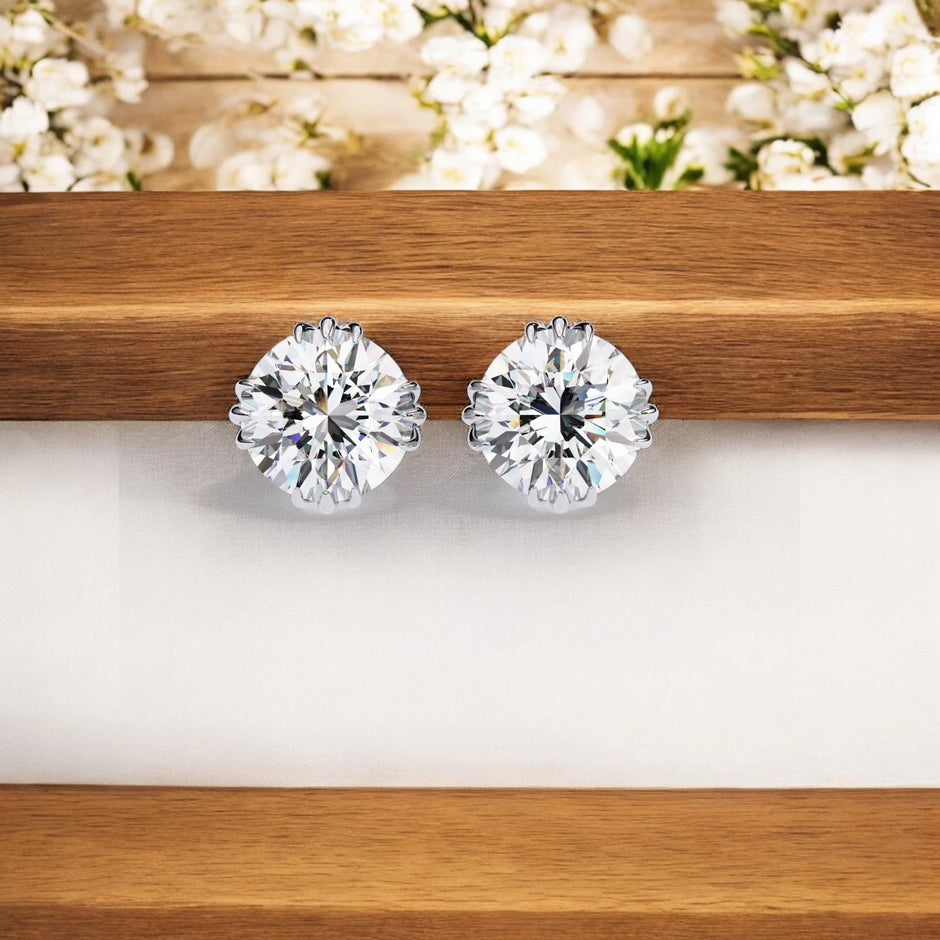 Solitaire Moissanite diamond 925 Sterling Silver Stud Earrings