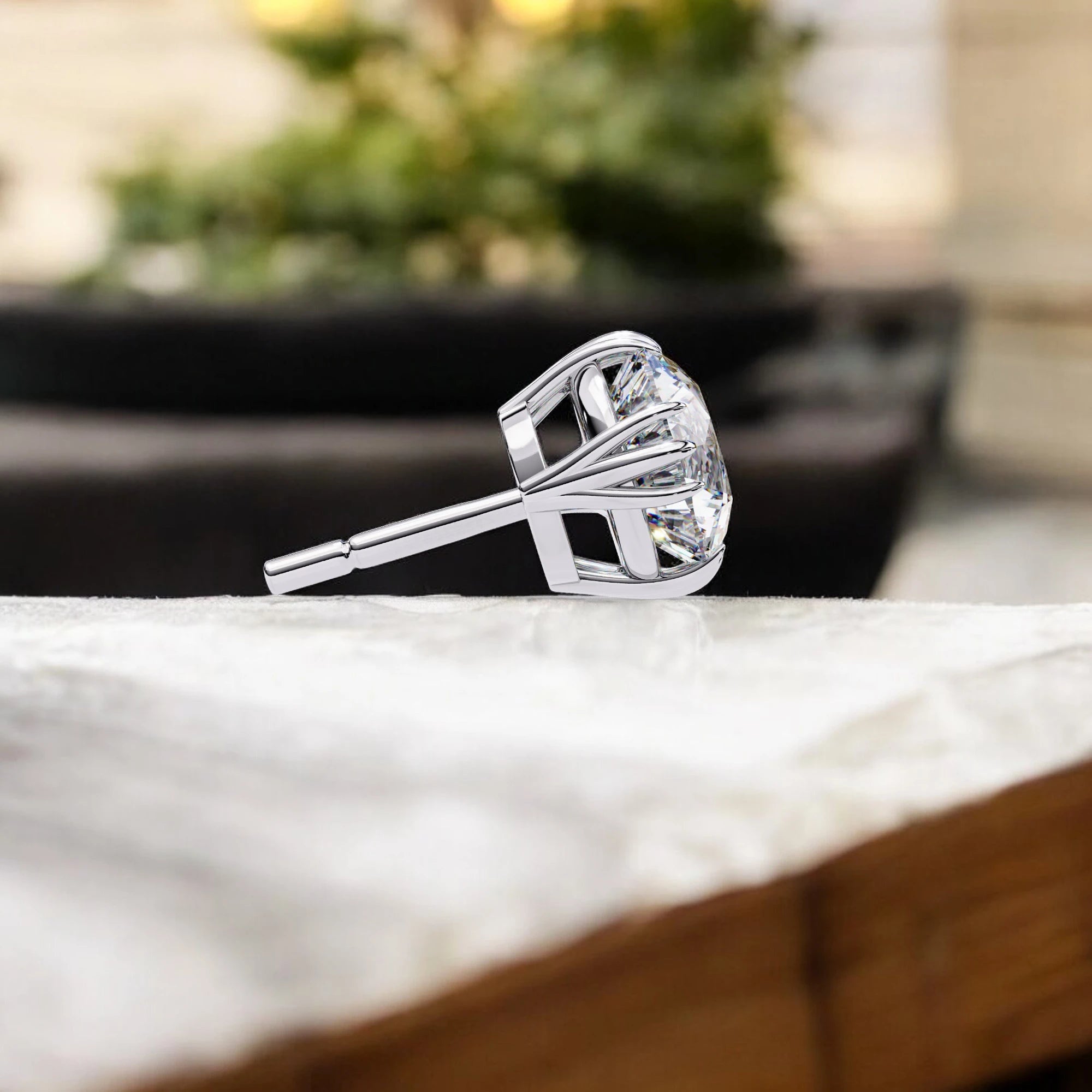 Solitaire Moissanite diamond 925 Sterling Silver Stud Earrings