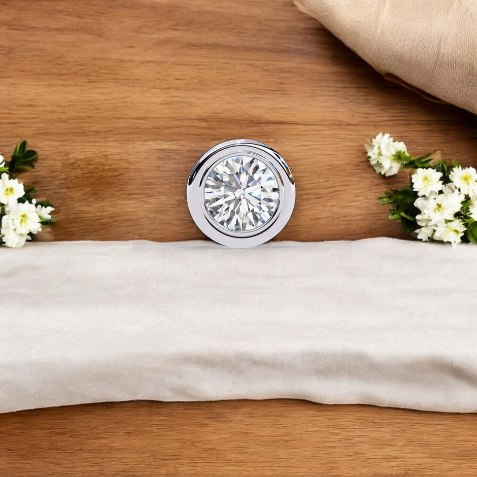 Round Cut Solitaire  Moissanite Diamond 925 Sterling Silver Stud Earrings