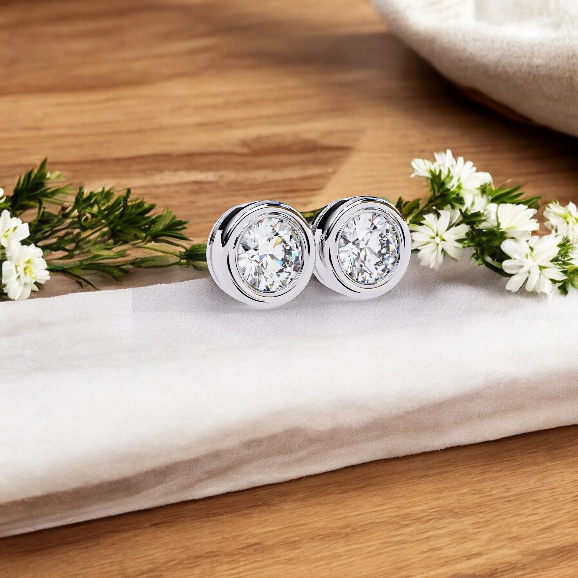 Round Cut Solitaire  Moissanite Diamond 925 Sterling Silver Stud Earrings