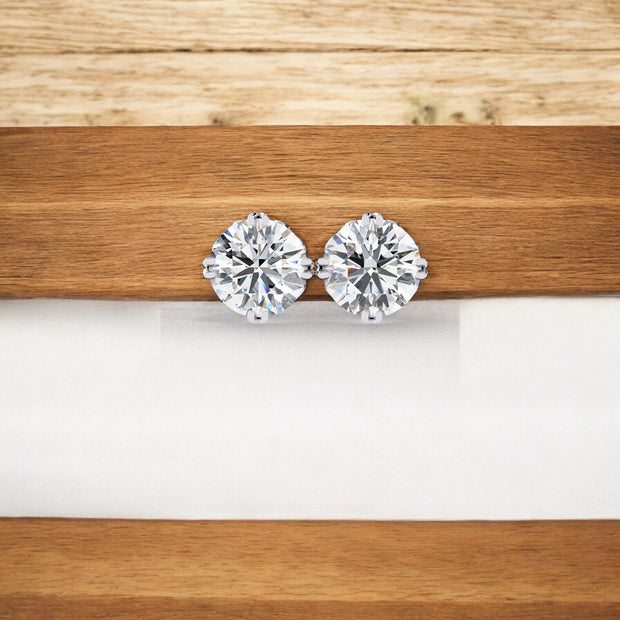 Round Cut Solitaire  Moissanite Diamond 925 Sterling Silver stud Earrings