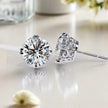Round Cut Solitaire  Moissanite Diamond 925 Sterling Silver stud Earrings