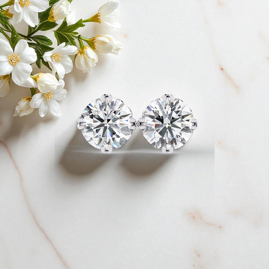 Round Cut Solitaire  Moissanite Diamond 925 Sterling Silver stud Earrings
