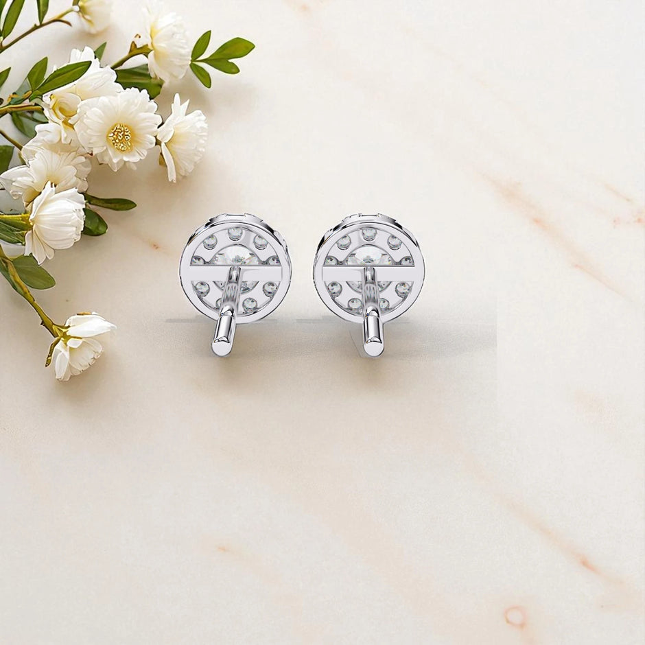 Nature Inspired Floral 925 Sterling Silver Moissanite diamond Earrings