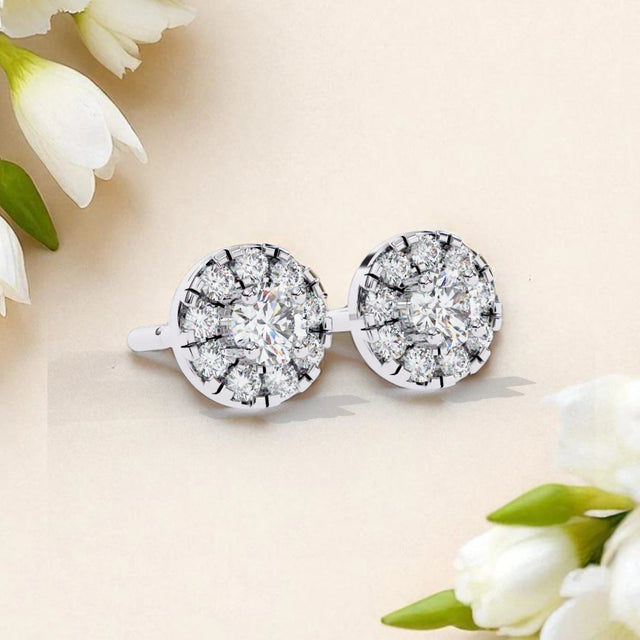 Nature Inspired Floral 925 Sterling Silver Moissanite diamond Earrings
