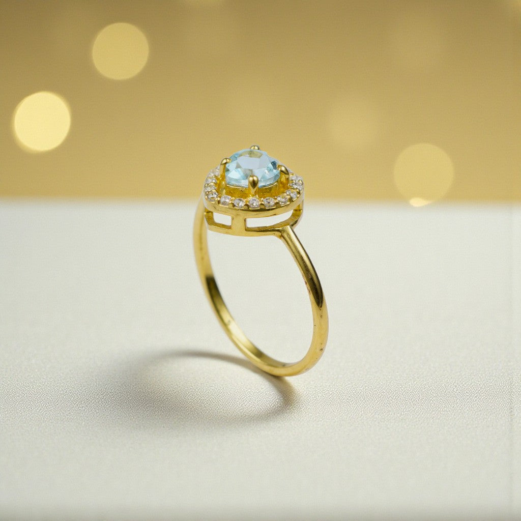 Trillion Cut Natural aqua marine Art Deco Ring RG-GM-AQ-SL-018