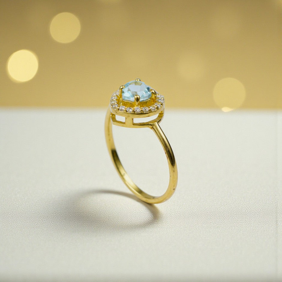 Trillion Cut Natural aqua marine Art Deco Ring RG-GM-AQ-SL-018