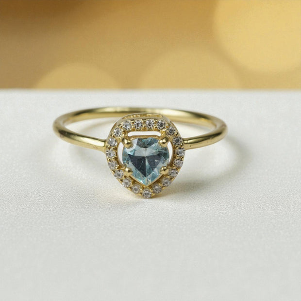 Trillion Cut Natural aqua marine Art Deco Ring RG-GM-AQ-SL-018