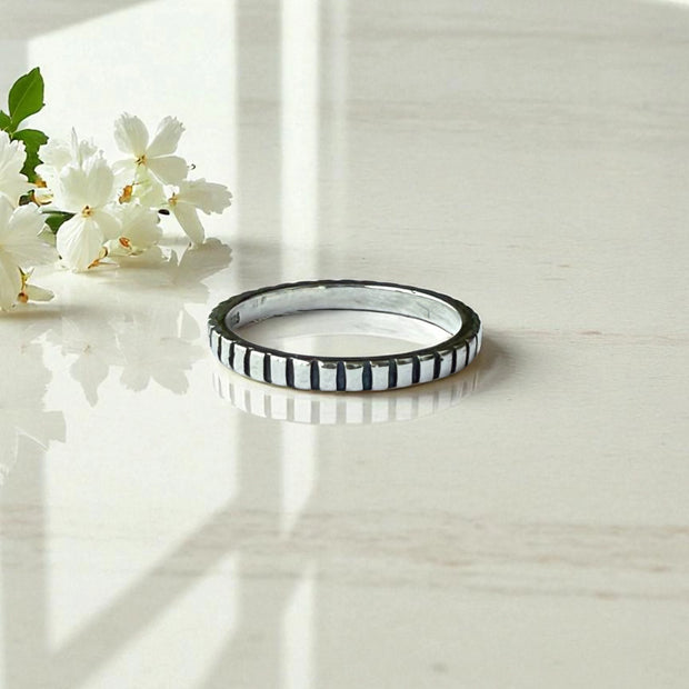 925 Sterling Silver Textured Silver Band Ring