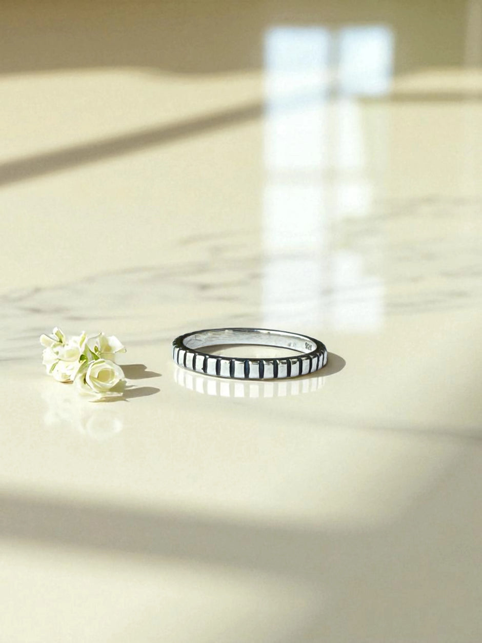 925 Sterling Silver Textured Silver Band Ring