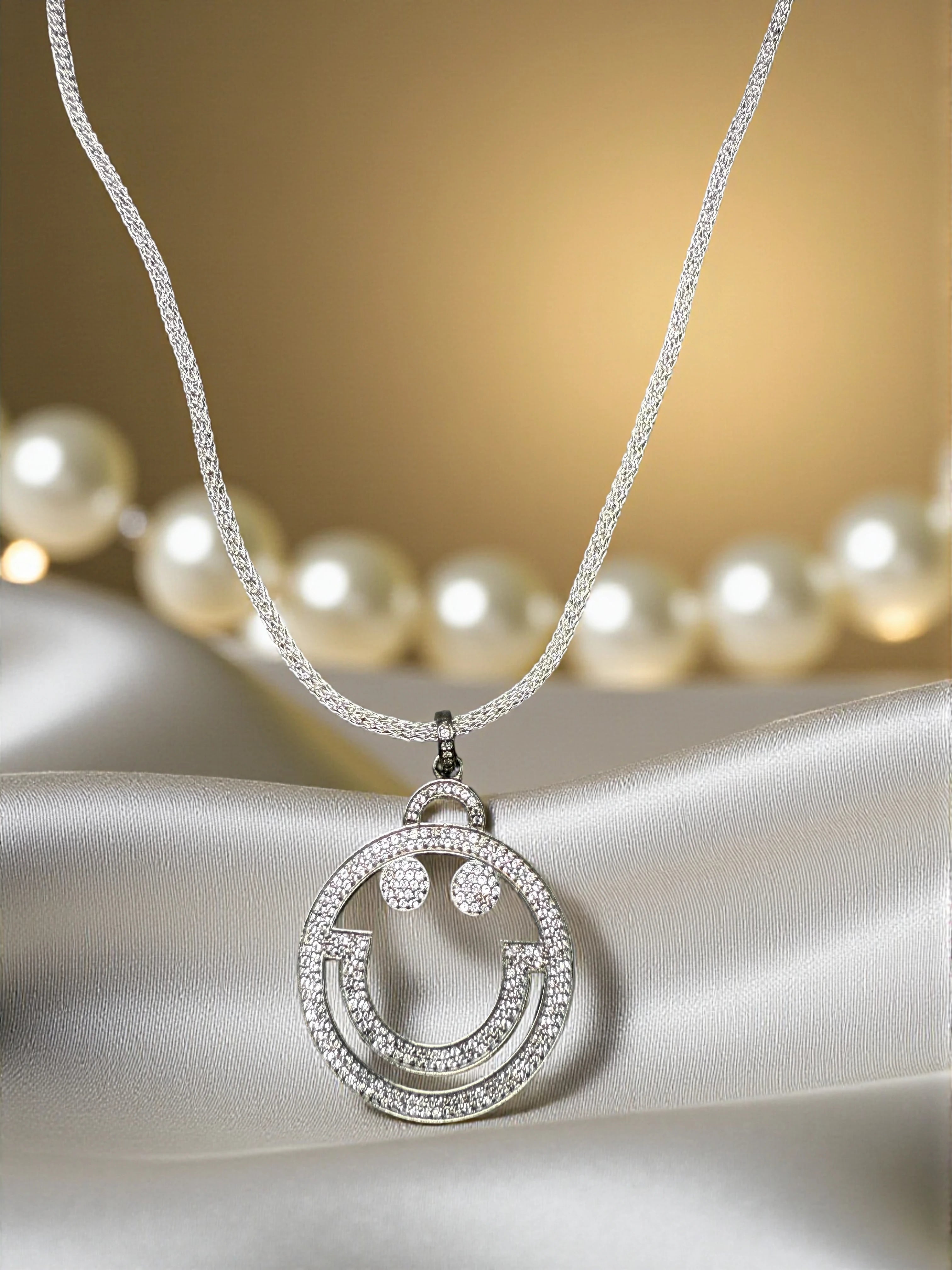 Smiley face 925 sterling silver pendant