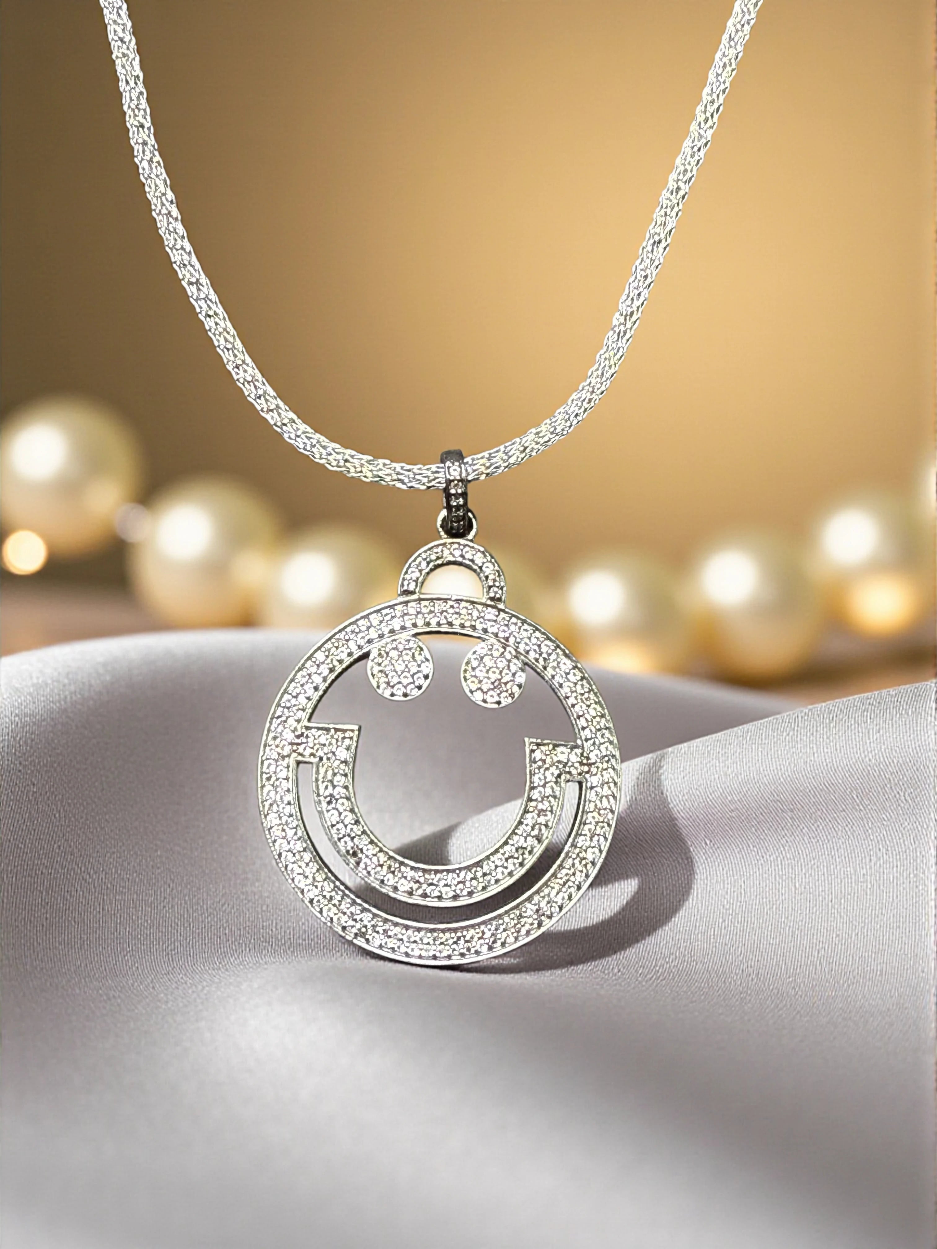 Smiley face 925 sterling silver pendant