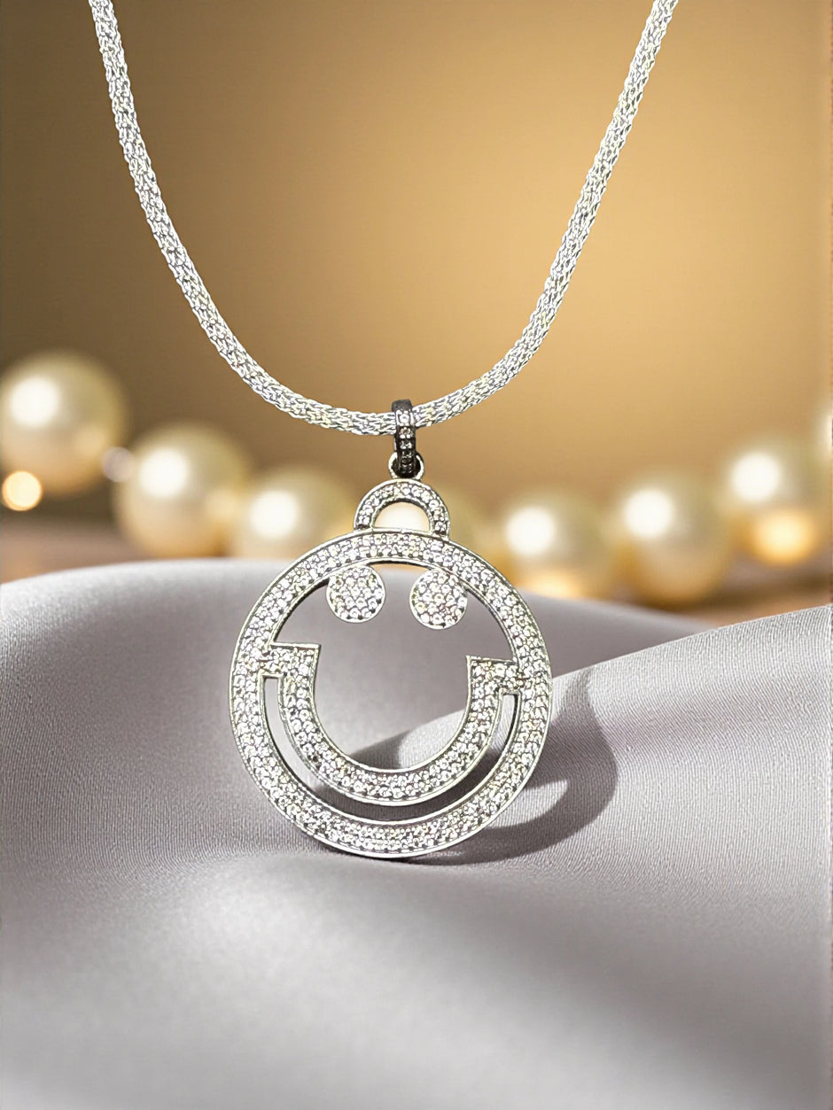Smiley face 925 sterling silver pendant