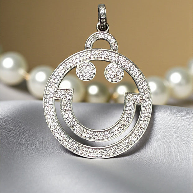 Smiley face 925 sterling silver pendant