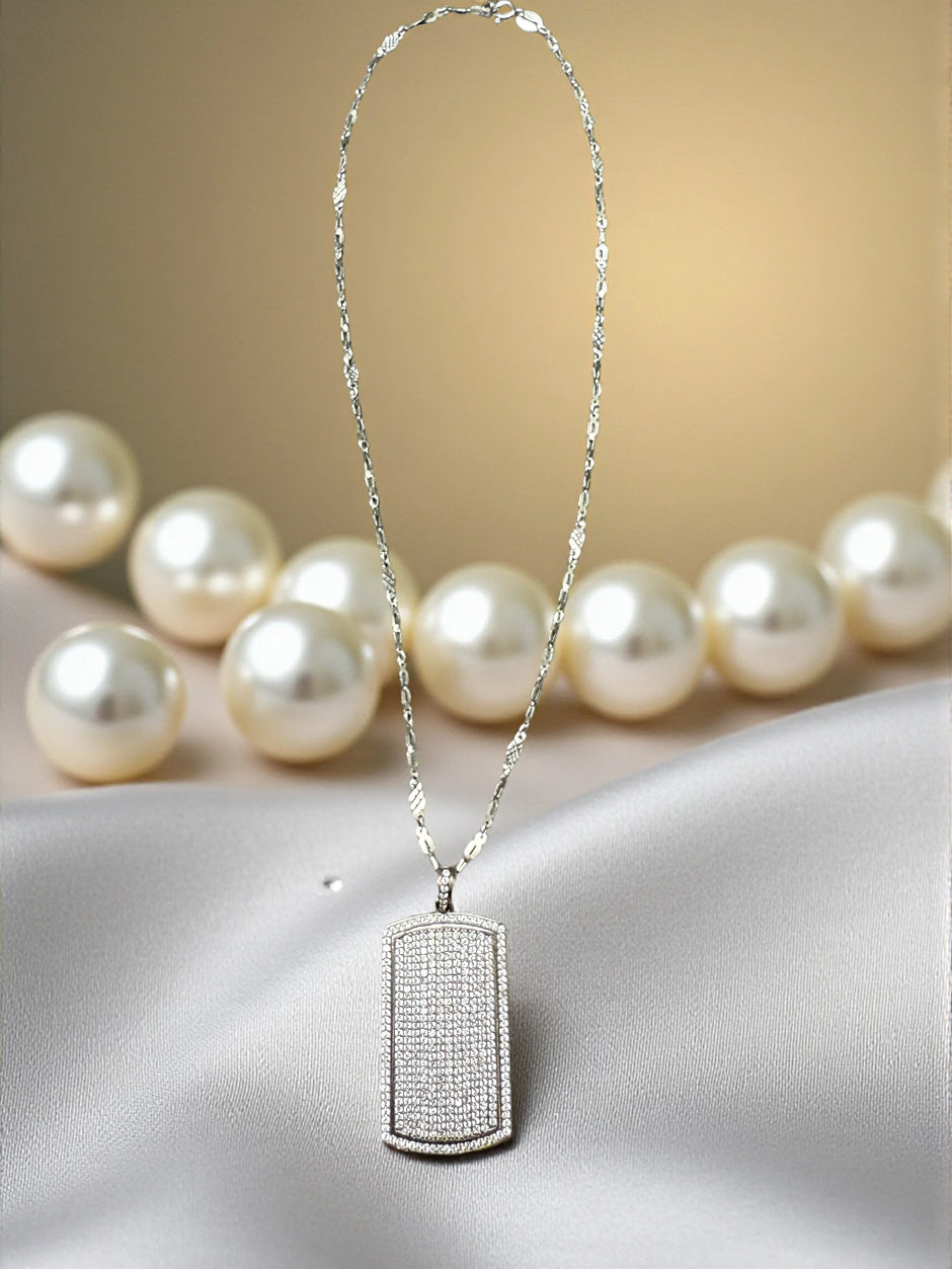 Pave Bar 925 sterling silver pendant