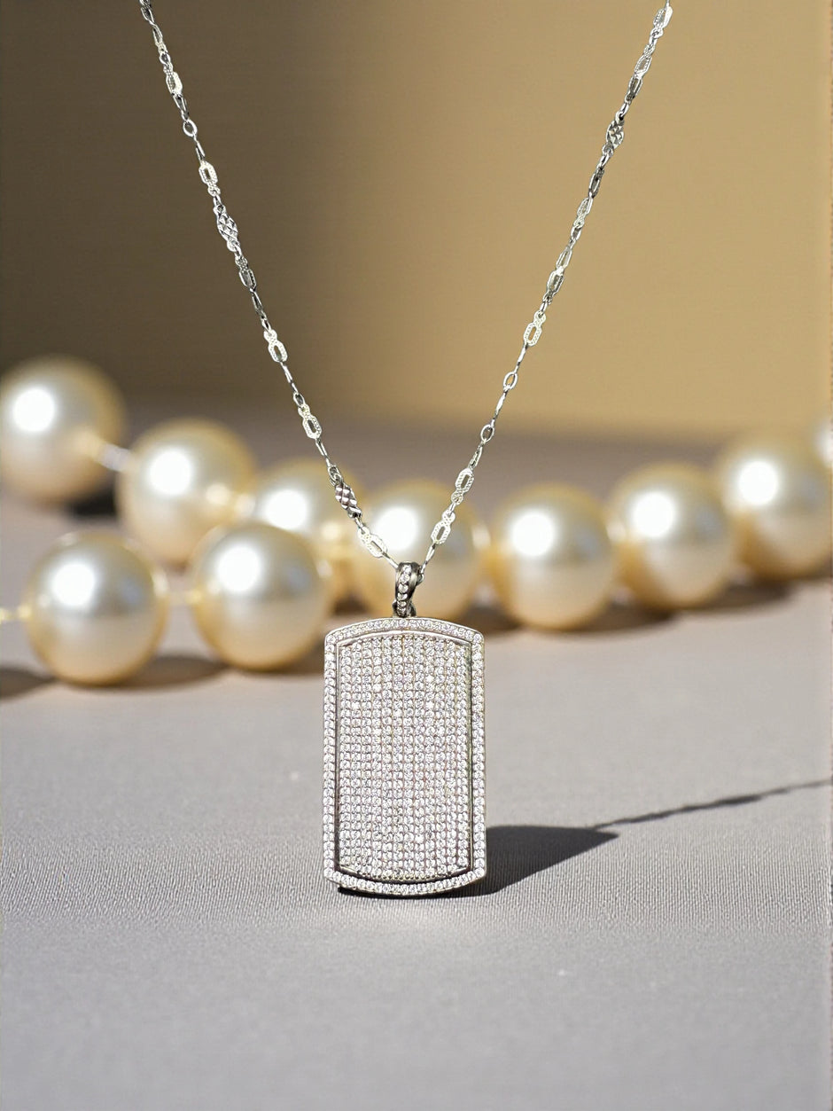 Pave Bar 925 sterling silver pendant