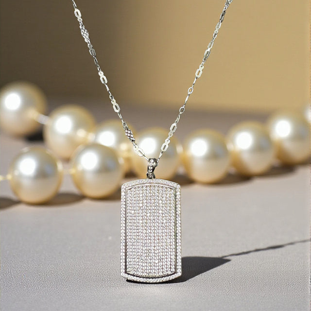 Pave Bar 925 sterling silver pendant