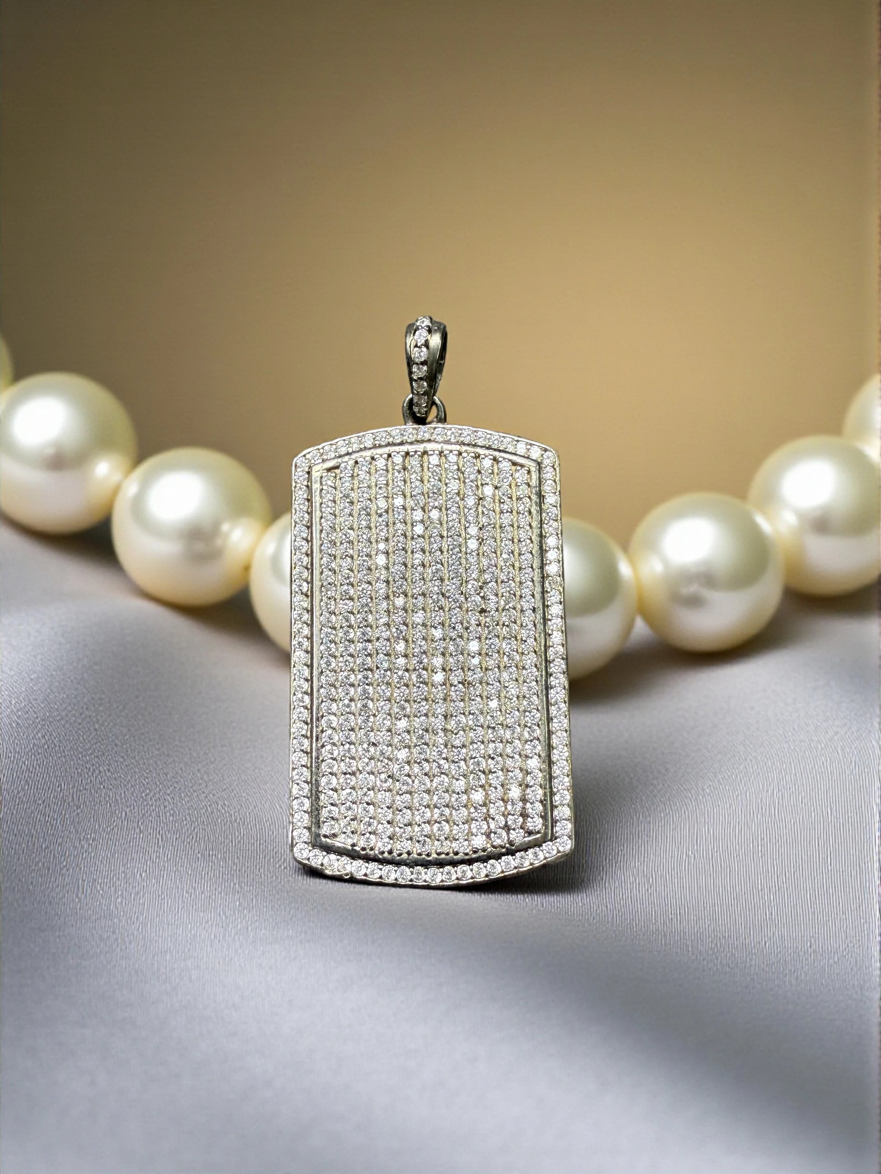 Pave Bar 925 sterling silver pendant
