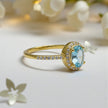 Round Cut Natural aqua marine Art Deco Ring RG-GM-AQ-SL-017