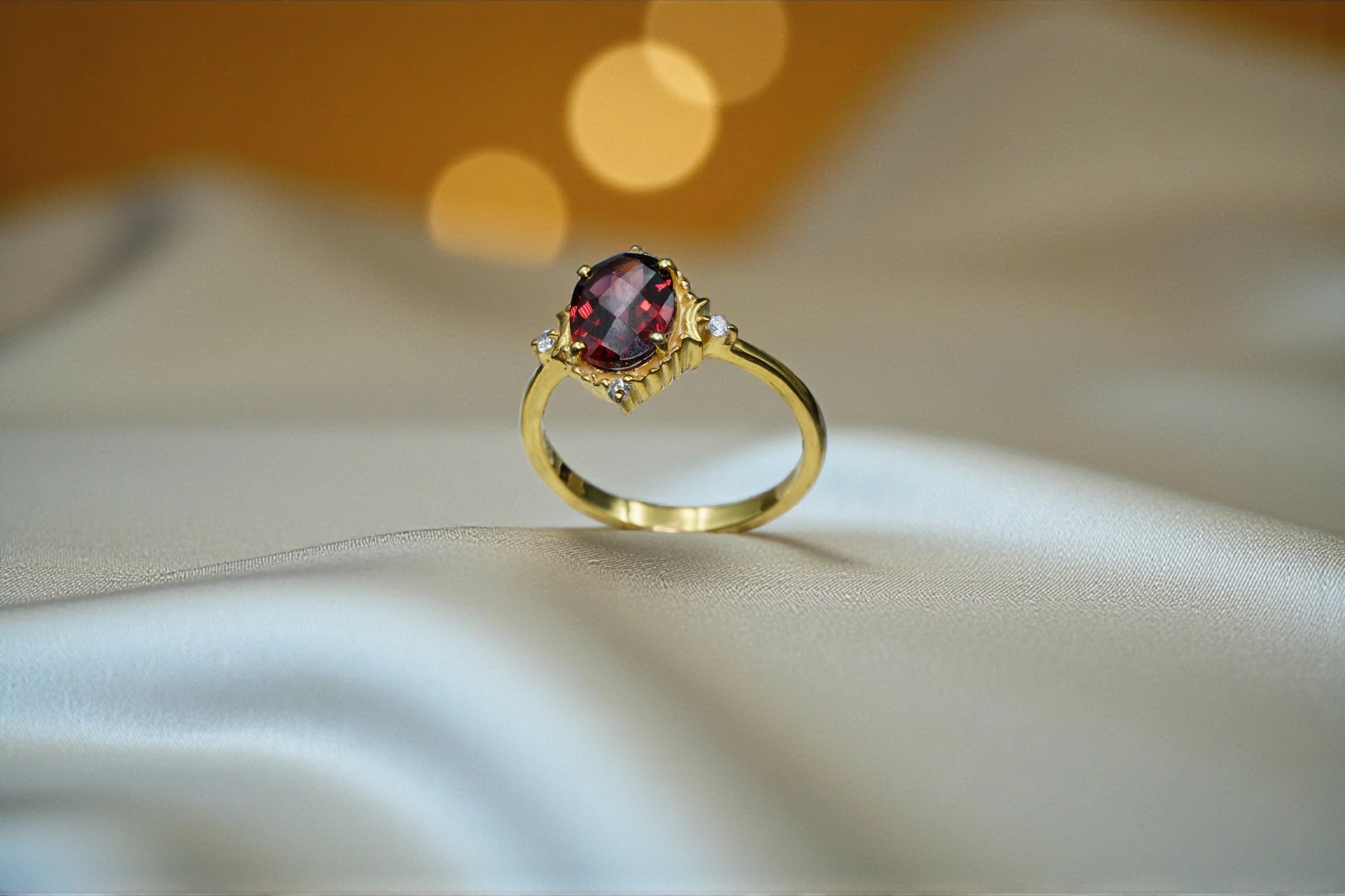 925 Garnet Moon sterling silver ring nature inspired RG-GM-GA-SL-002