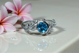Round Cut Natural Blue Topaz Art Deco Ring RG-GM-BT-SL-015