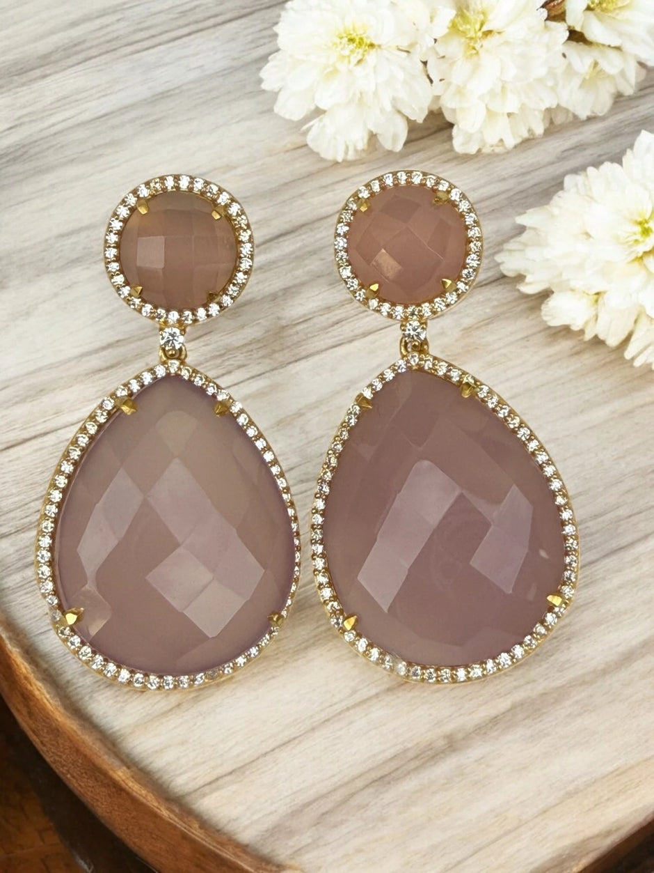 Soft rose mauve dangle earrings