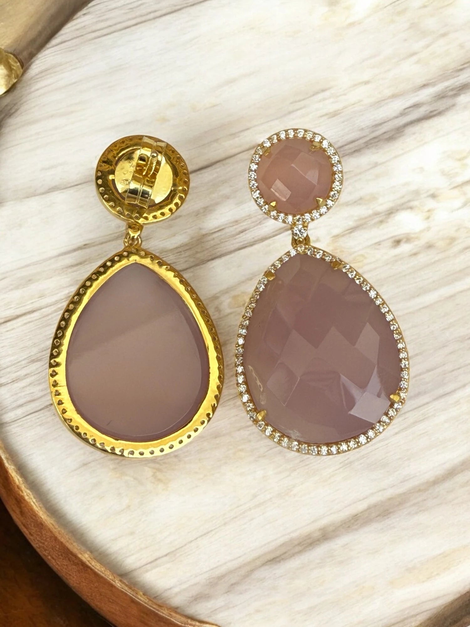 Soft rose mauve dangle earrings