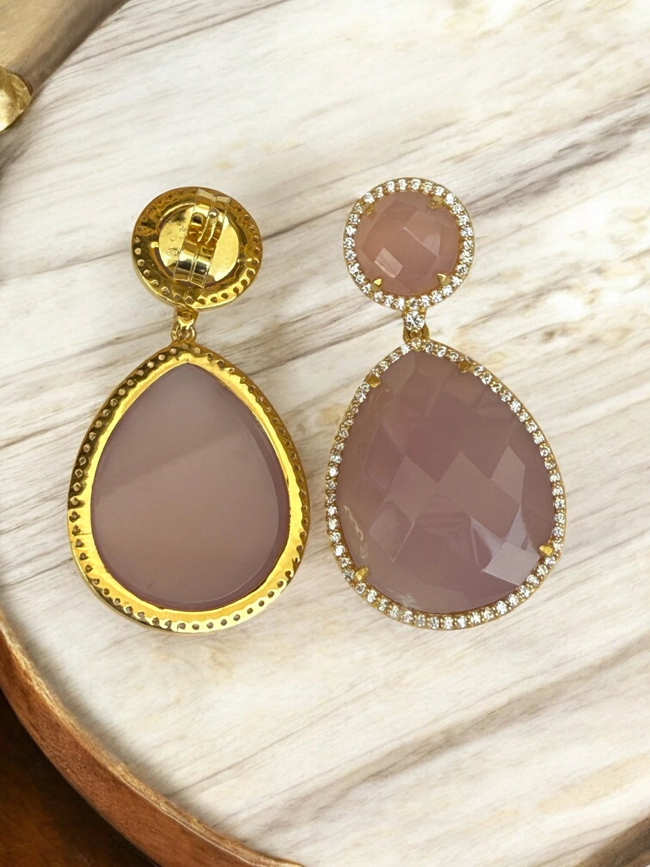 Soft rose mauve dangle earrings