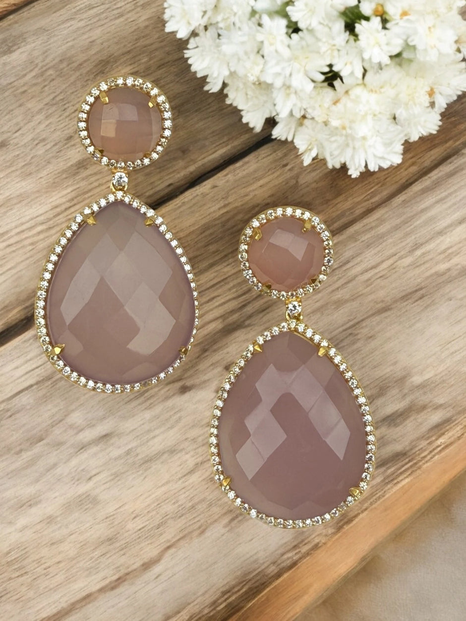Soft rose mauve dangle earrings