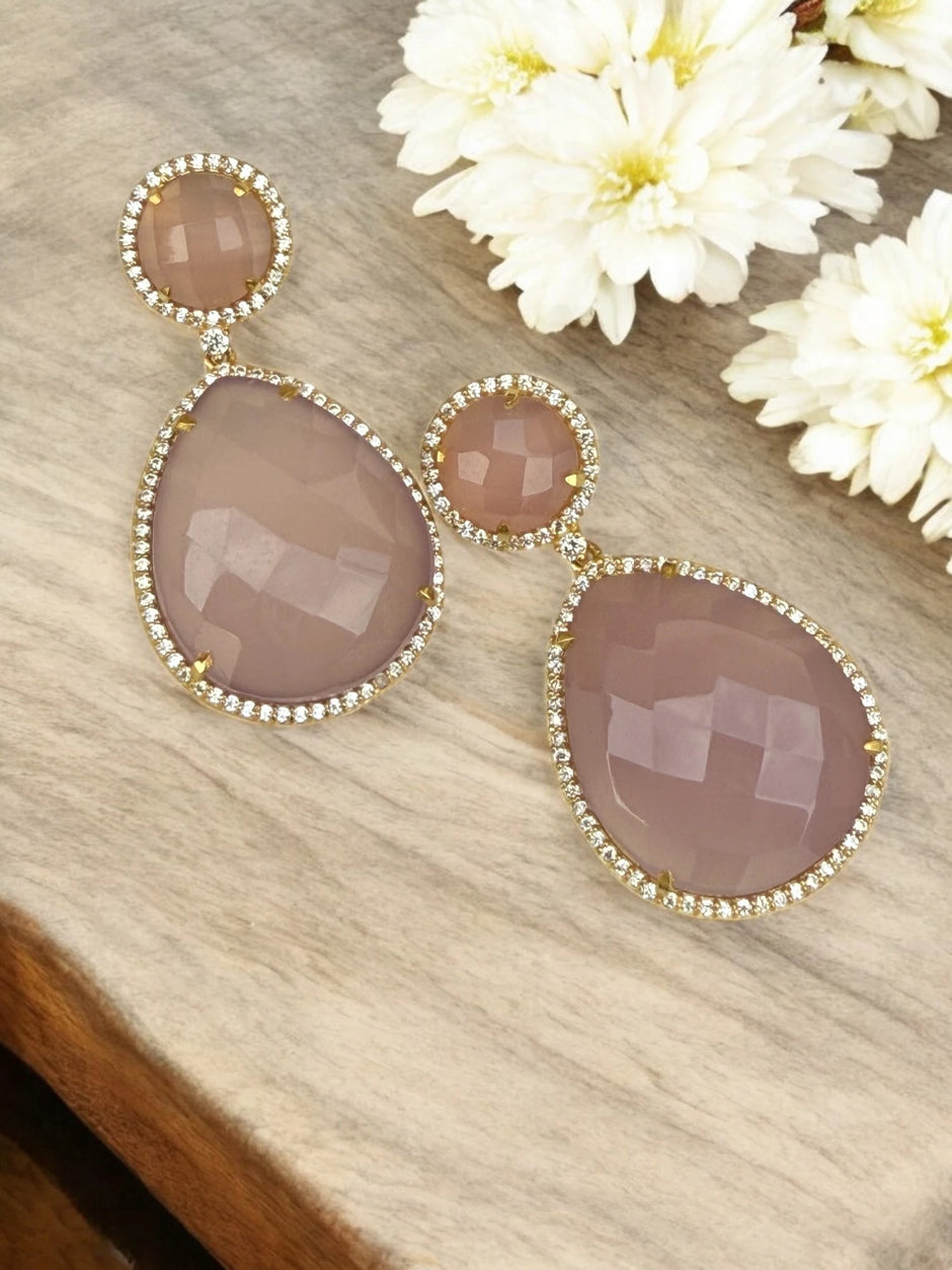 Soft rose mauve dangle earrings